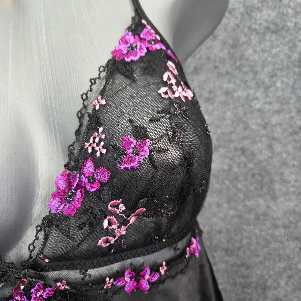 Victoria's‎ Secret Lingerie Babydoll Black Floral Lace Embroidered Dress Large